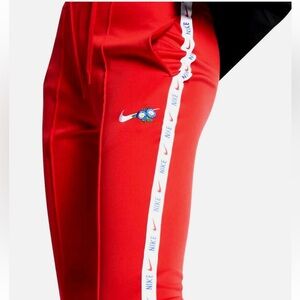 NIKE track pants red white hypercrop trouser small flower embroidery